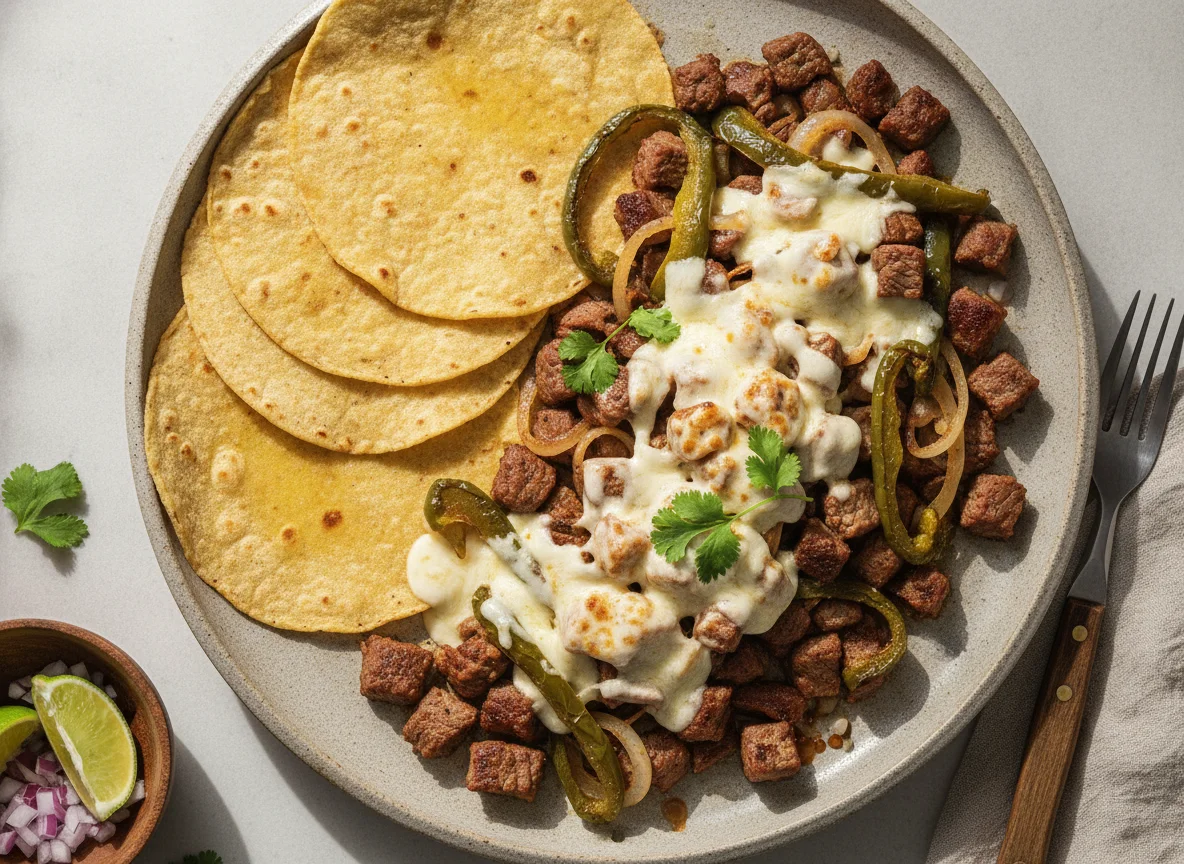 Taco de alambre con carne y chiles photo