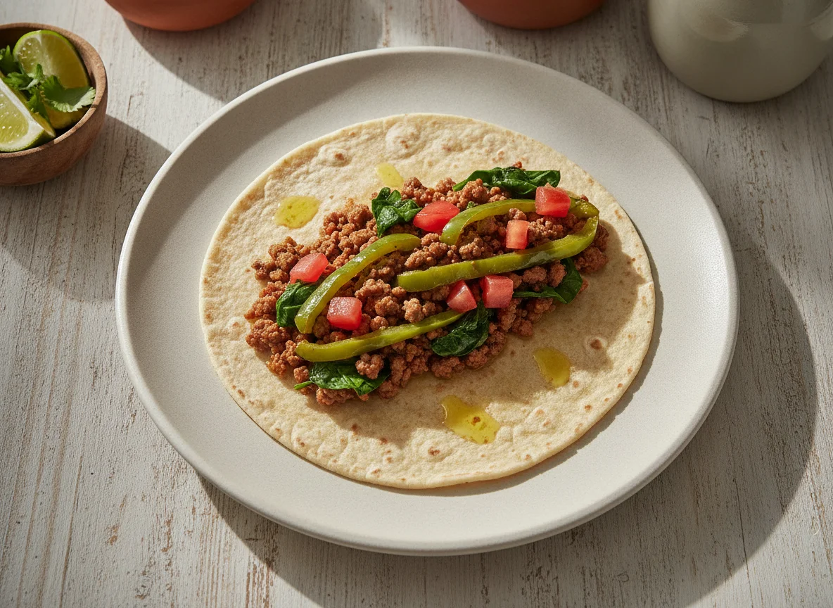 Taco de carne con verduras photo