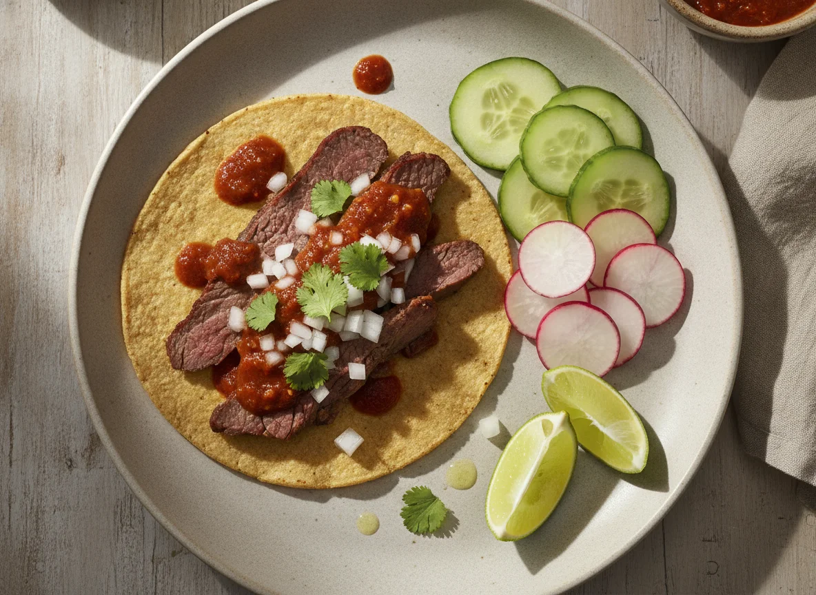 Taco de cecina con guarnición photo