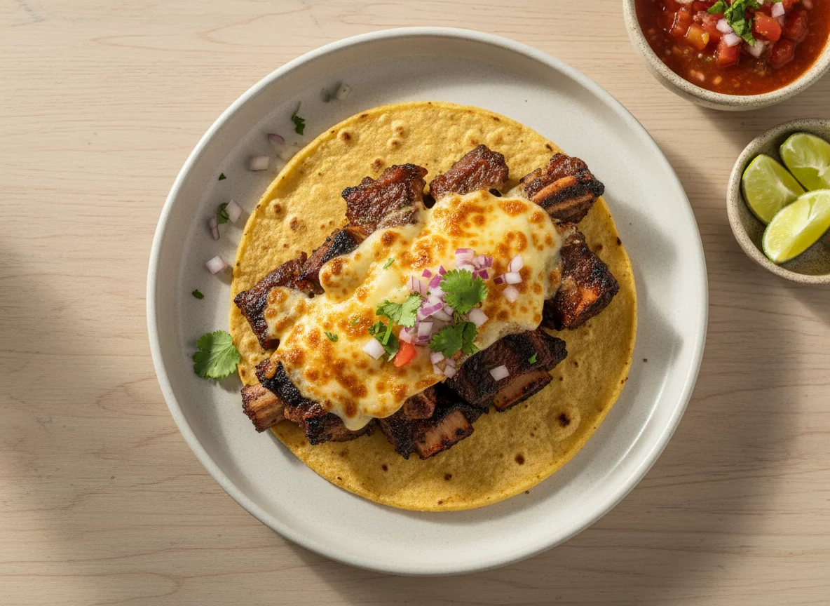 taco de costilla con queso manchego photo