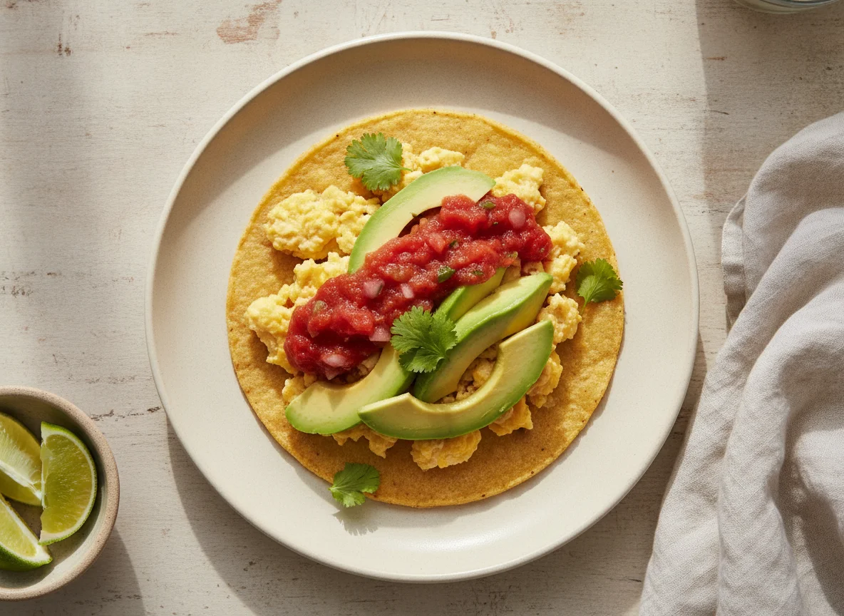 Taco de huevo con aguacate photo