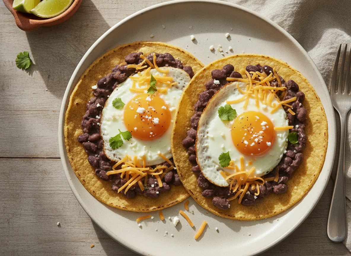 Taco de huevo con frijoles photo
