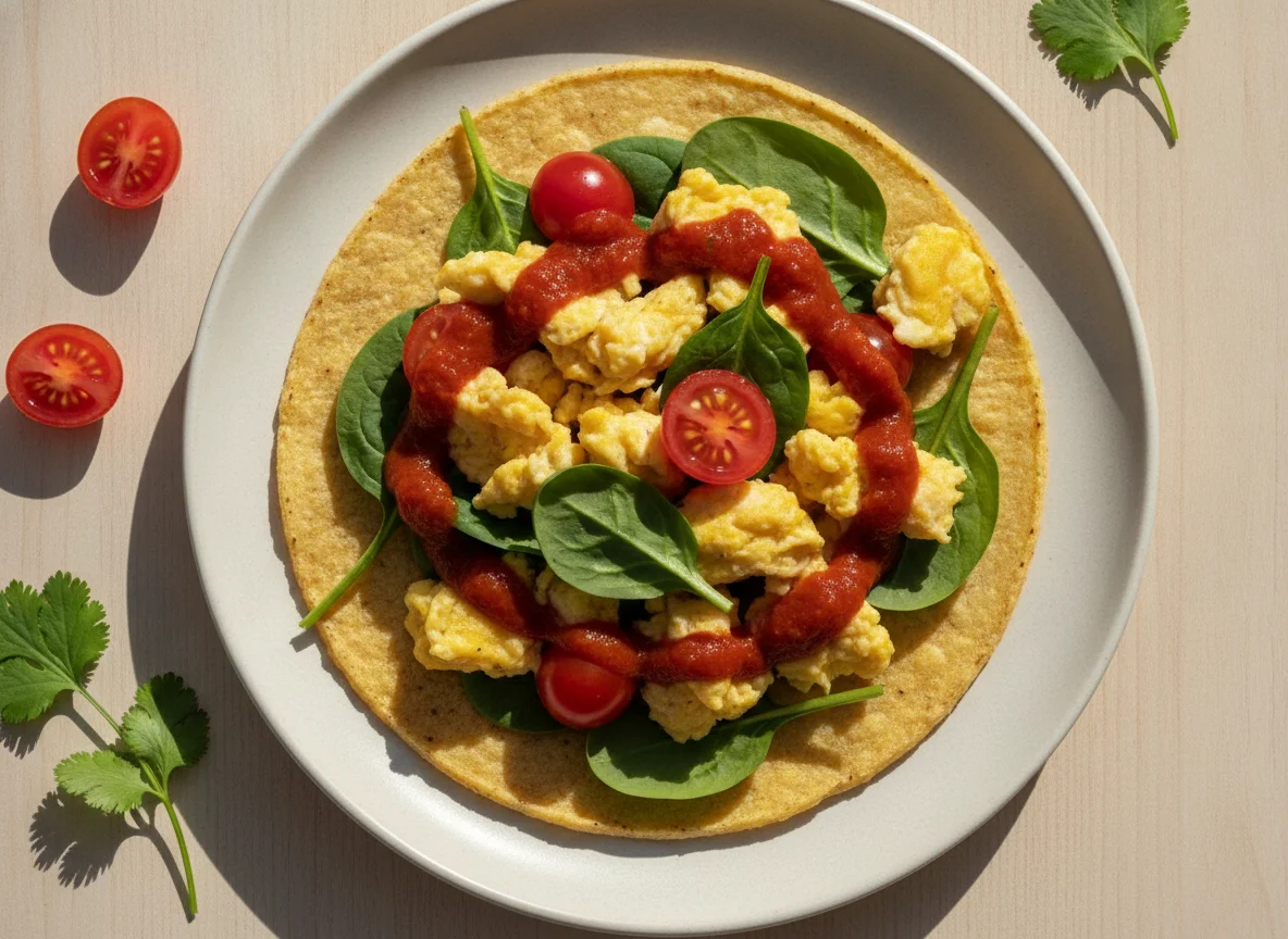 Taco de huevo revuelto con jitomates cherry photo