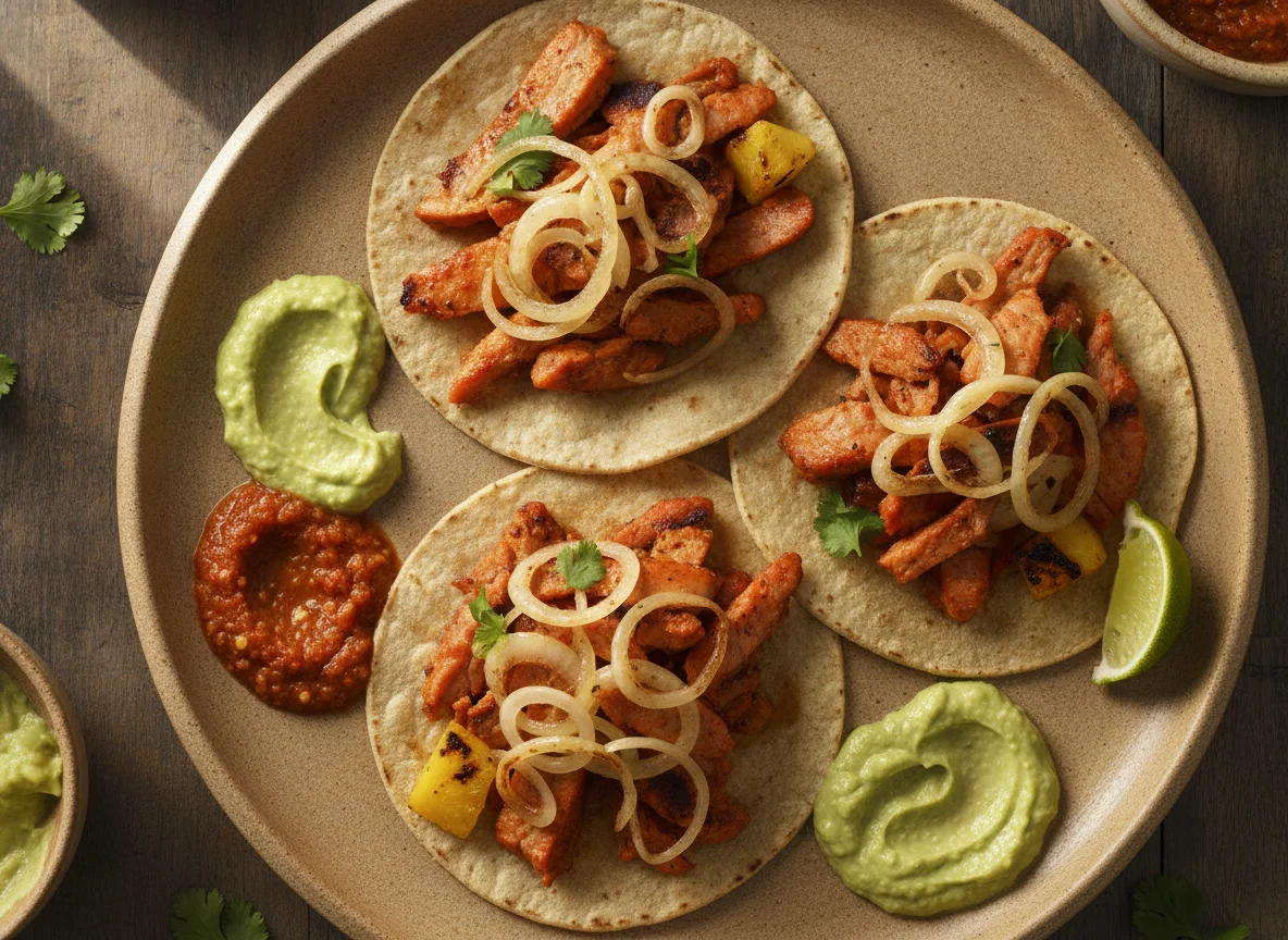 Taco de Pastor con Cebolla y Salsas photo