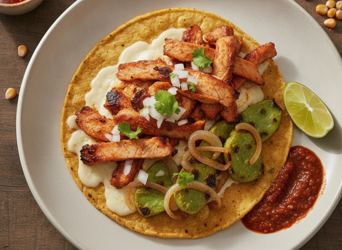 Taco de Pastor con Queso y Nopal photo
