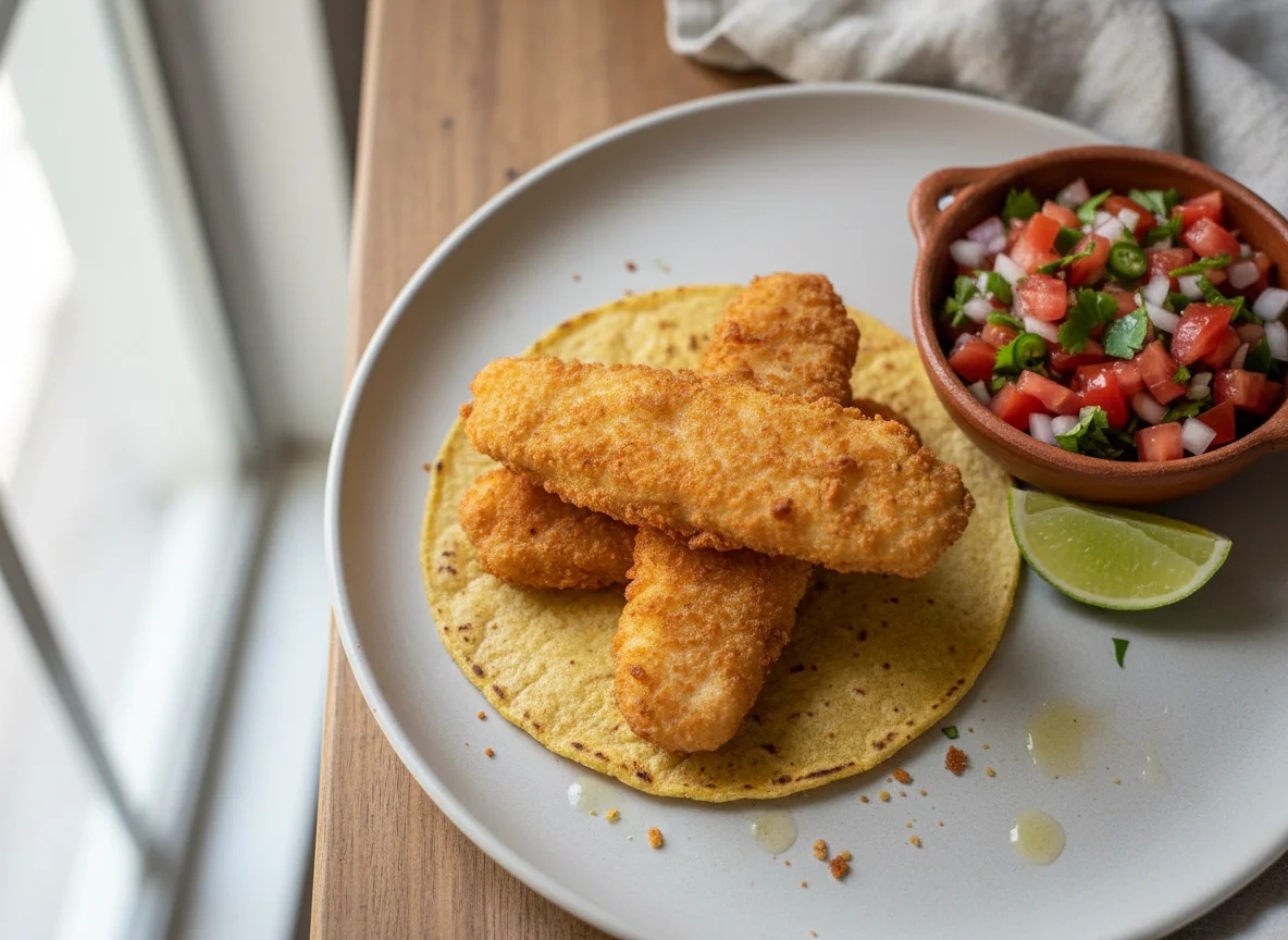 Taco de pescado empanizado photo