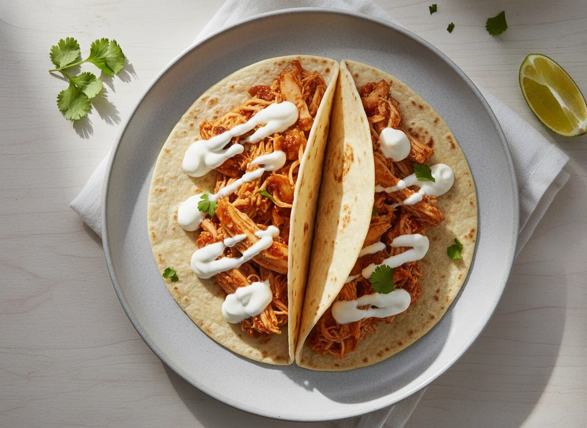 Taco de pollo con crema agria photo