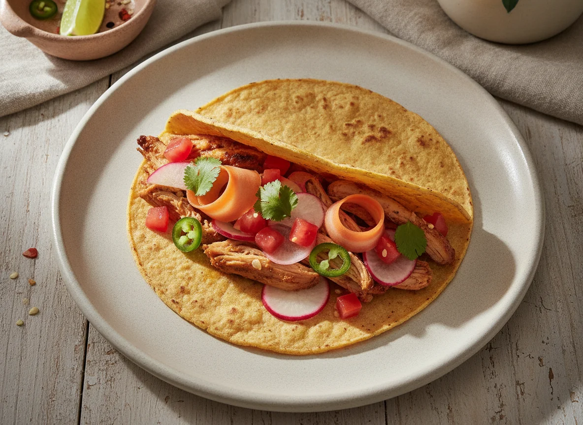 Taco de pollo con vegetales photo