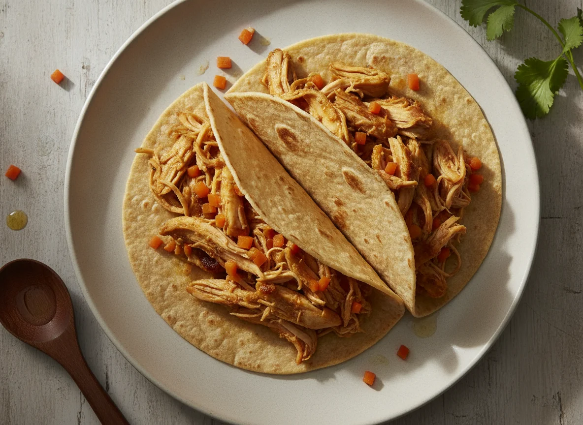 Taco de pollo desmenuzado photo