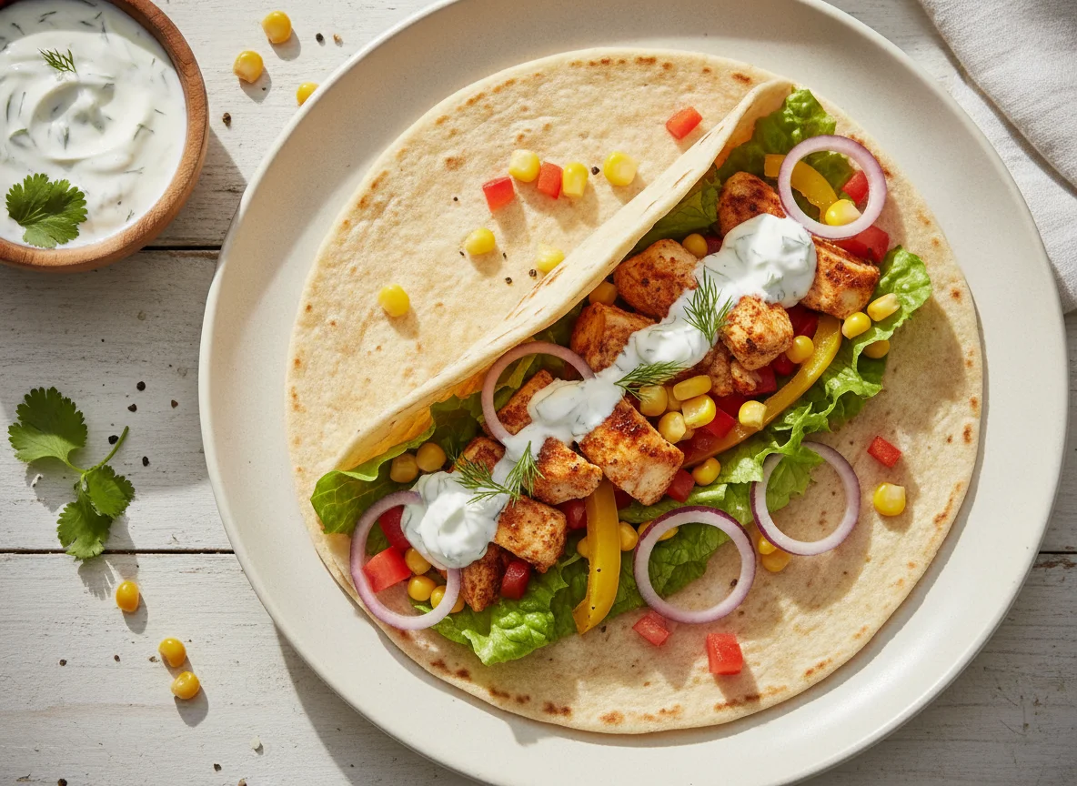 Taco de pollo y verduras photo