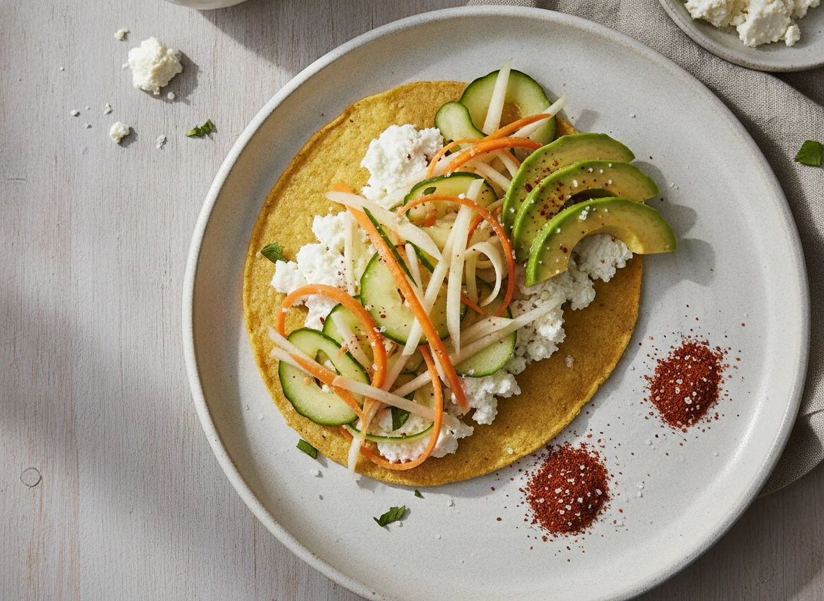 Taco de requesón con ensalada de verduras photo