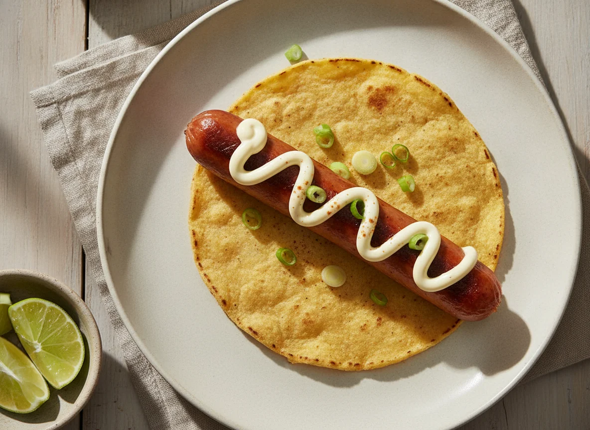 Taco de salchicha con mayonesa photo