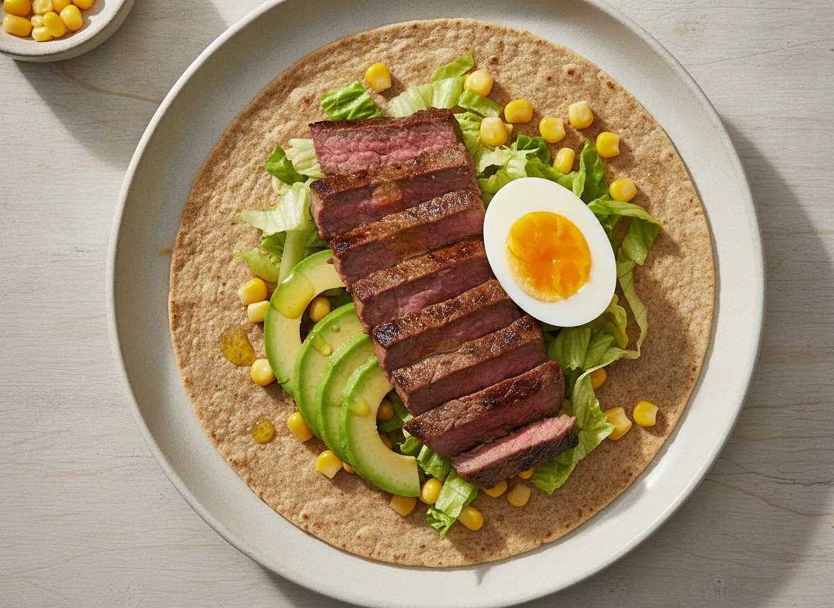 Taco de ternera con huevo cocido photo