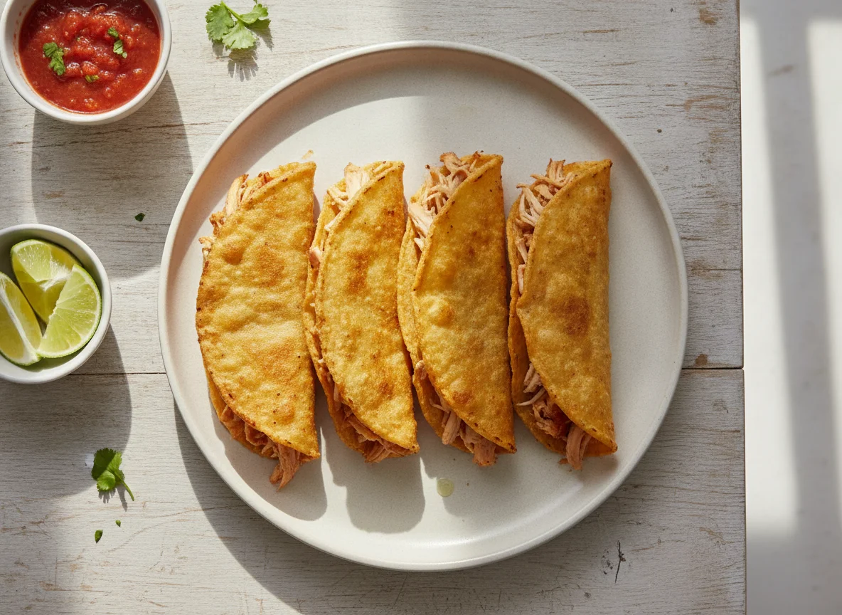 Taco dorado de pollo photo