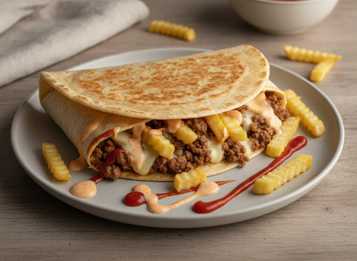 Taco francés con carne y queso photo