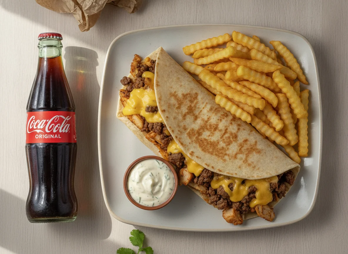 Taco francés con patatas fritas y salsa photo