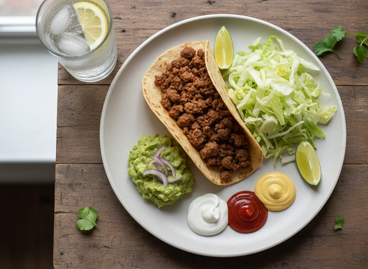 Taco o fajita casera con acompañamientos photo