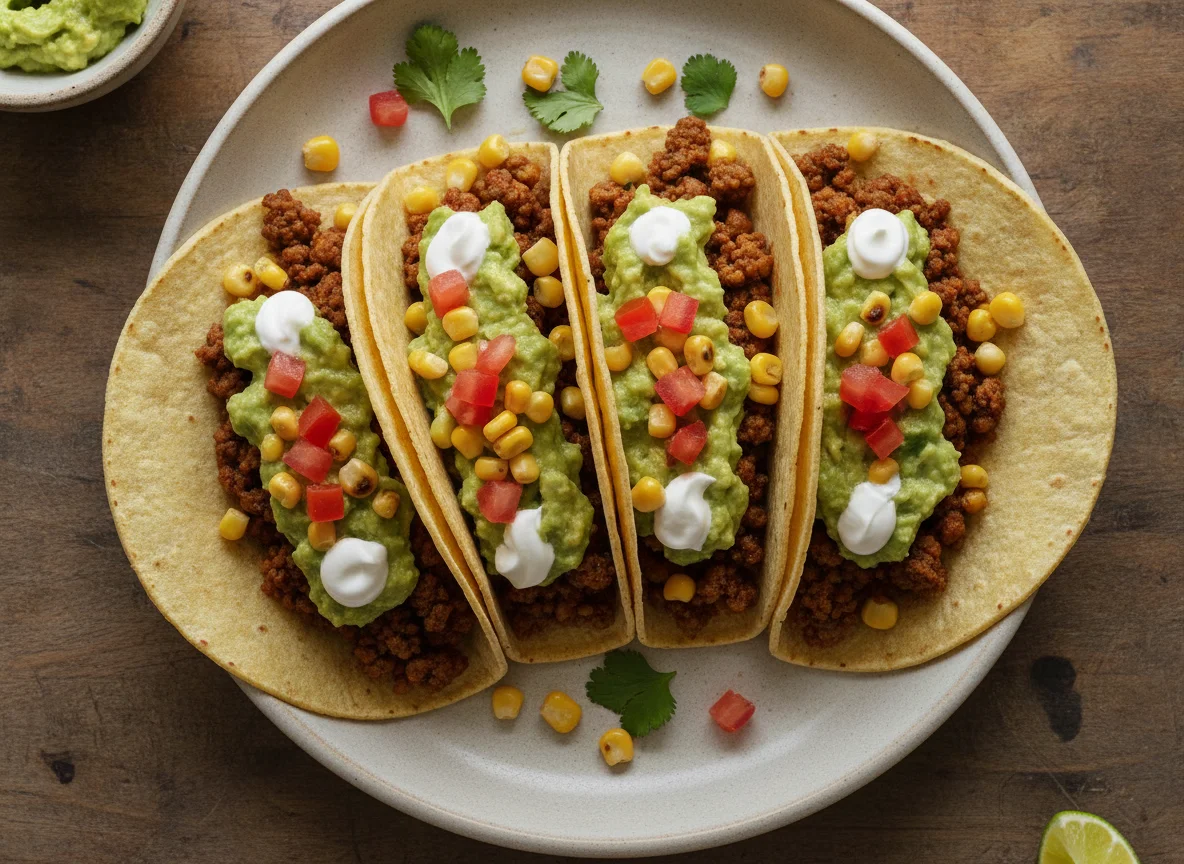 Tacos con guacamole y choclo photo