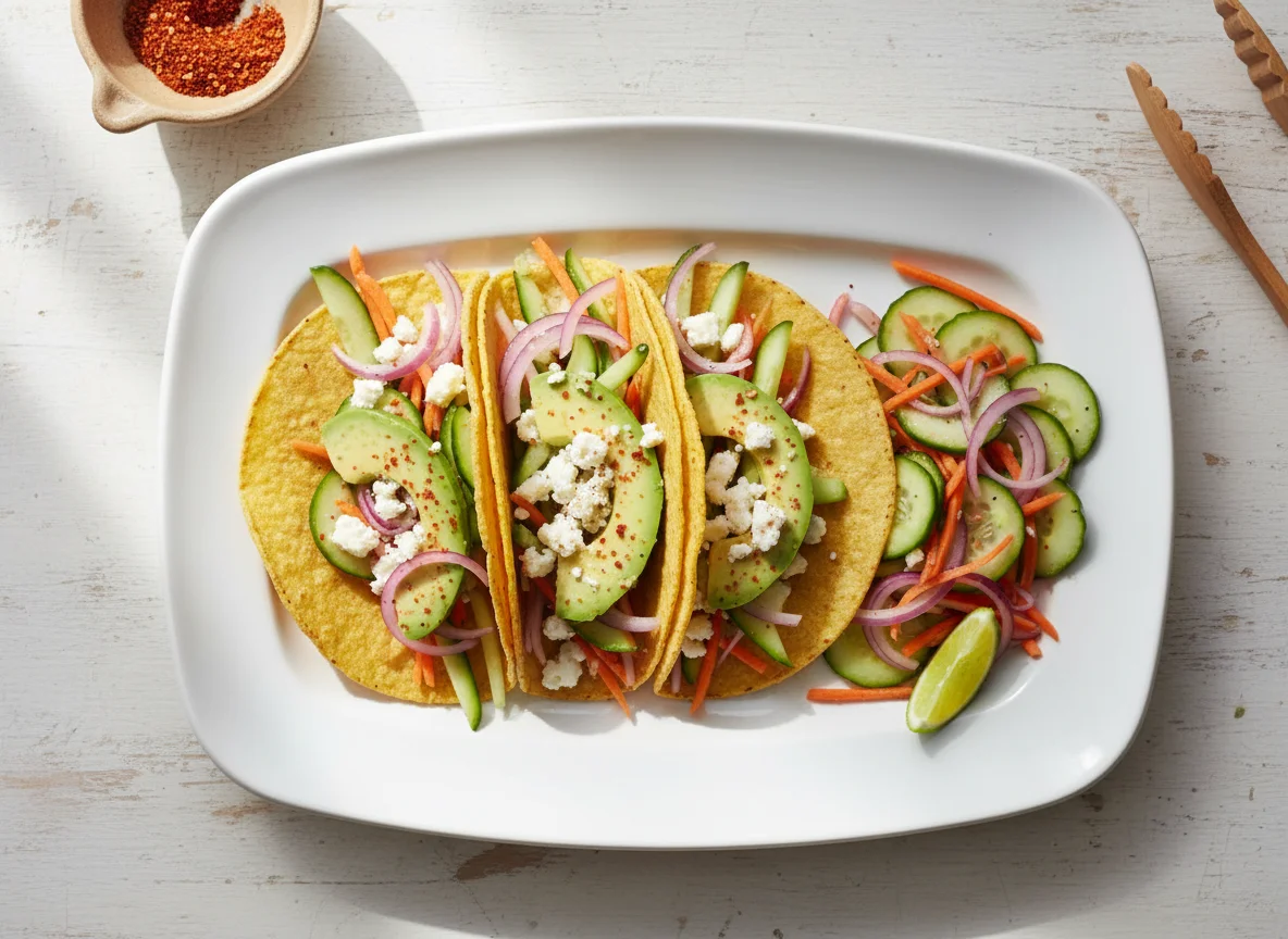 Tacos de aguacate con ensalada photo