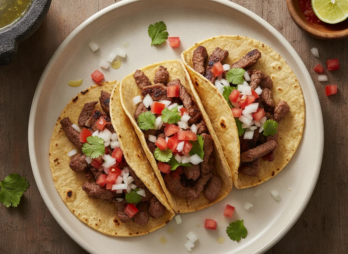 Tacos de asada con verdura photo