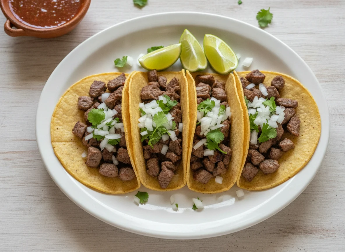 Tacos de bistec con cebolla y cilantro photo