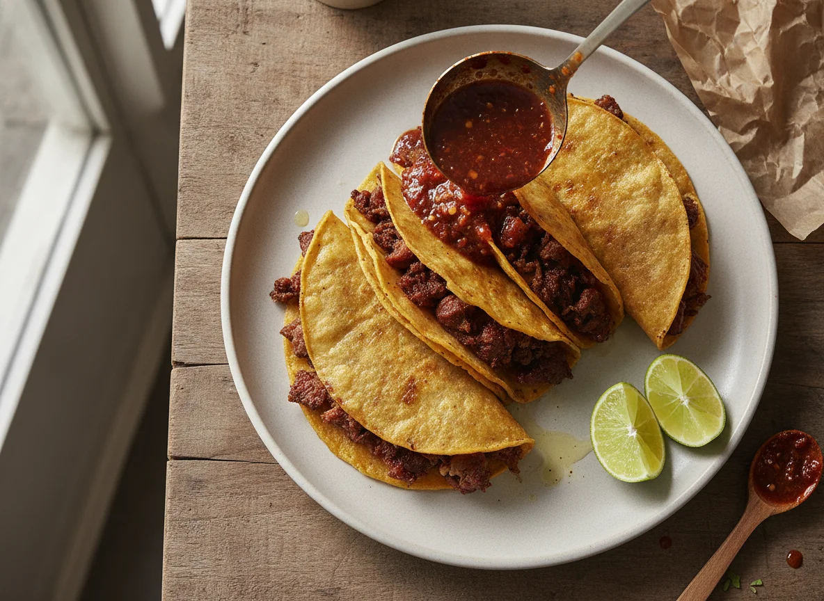 Tacos de canasta de chicharrón prensado photo
