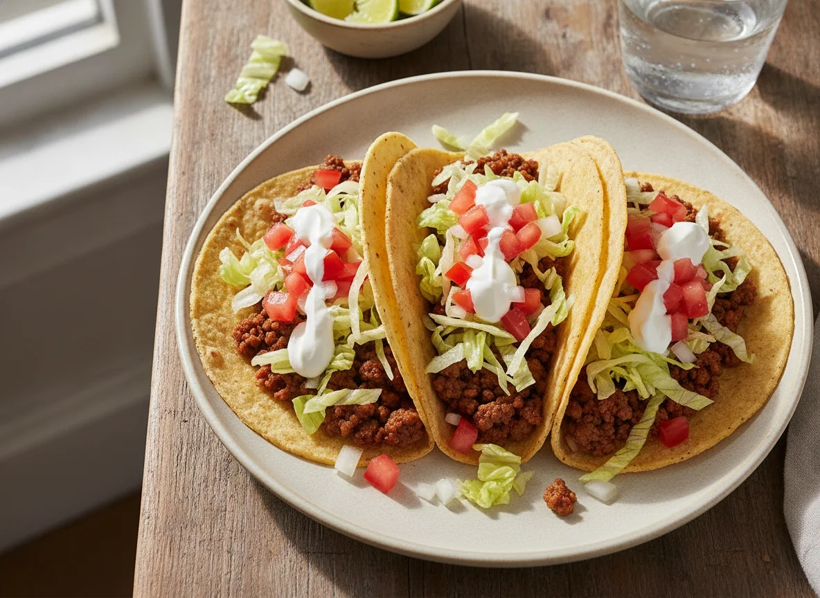 Tacos de carne con lechuga photo