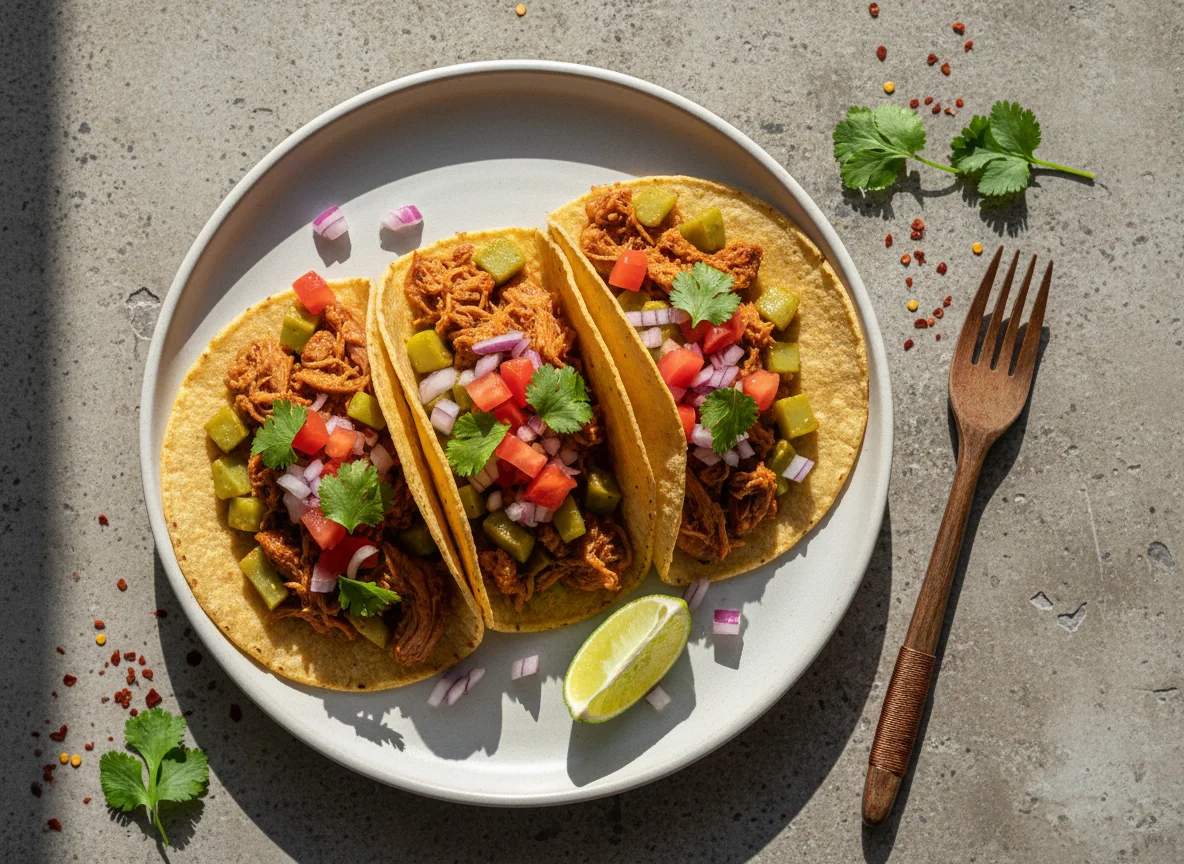 Tacos de carne con nopales photo