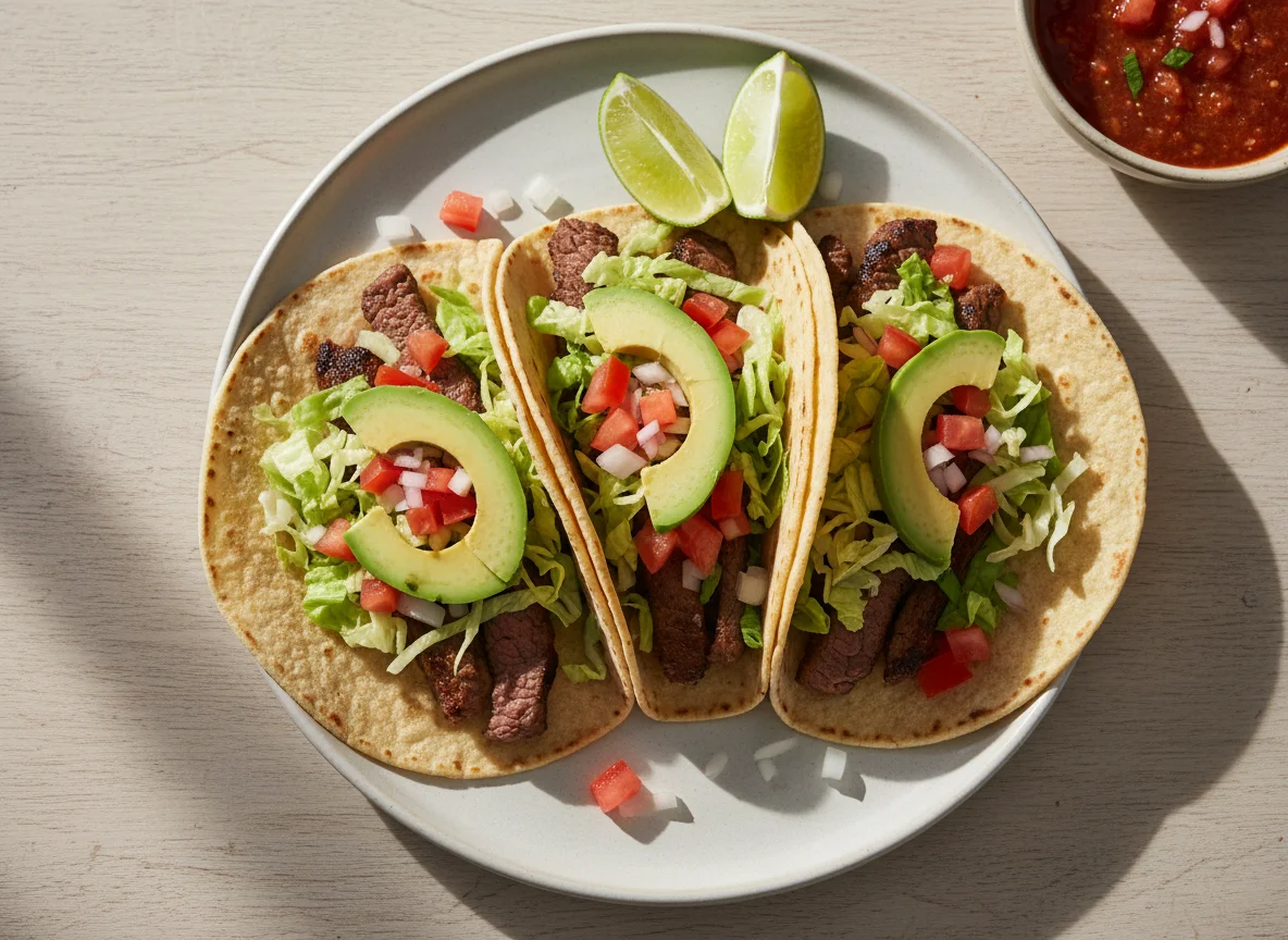 Tacos de carne con palta photo