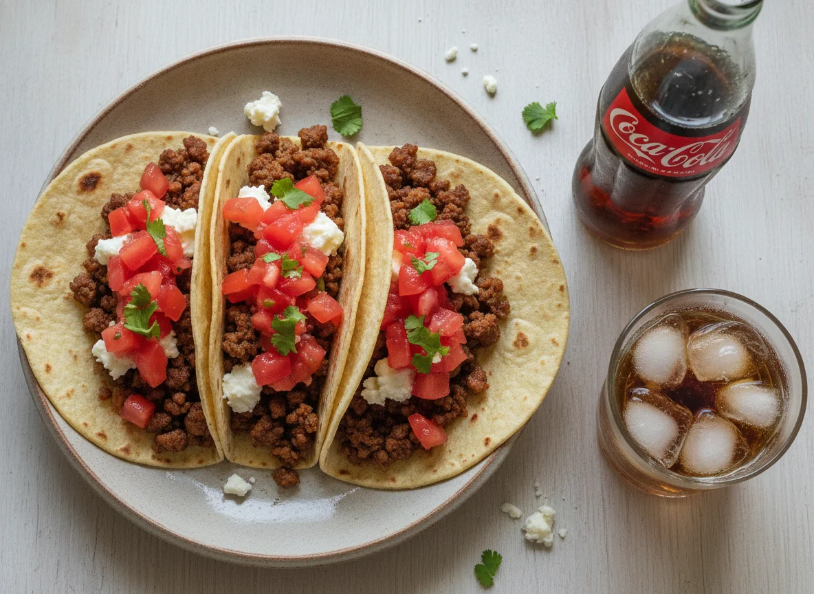 Tacos de carne con tortillas de harina photo