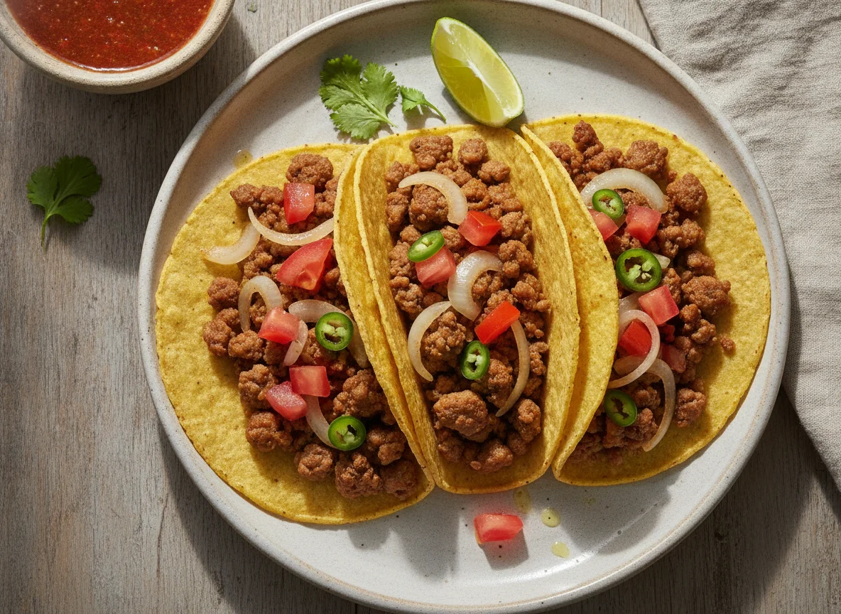 Tacos de carne con verdura photo