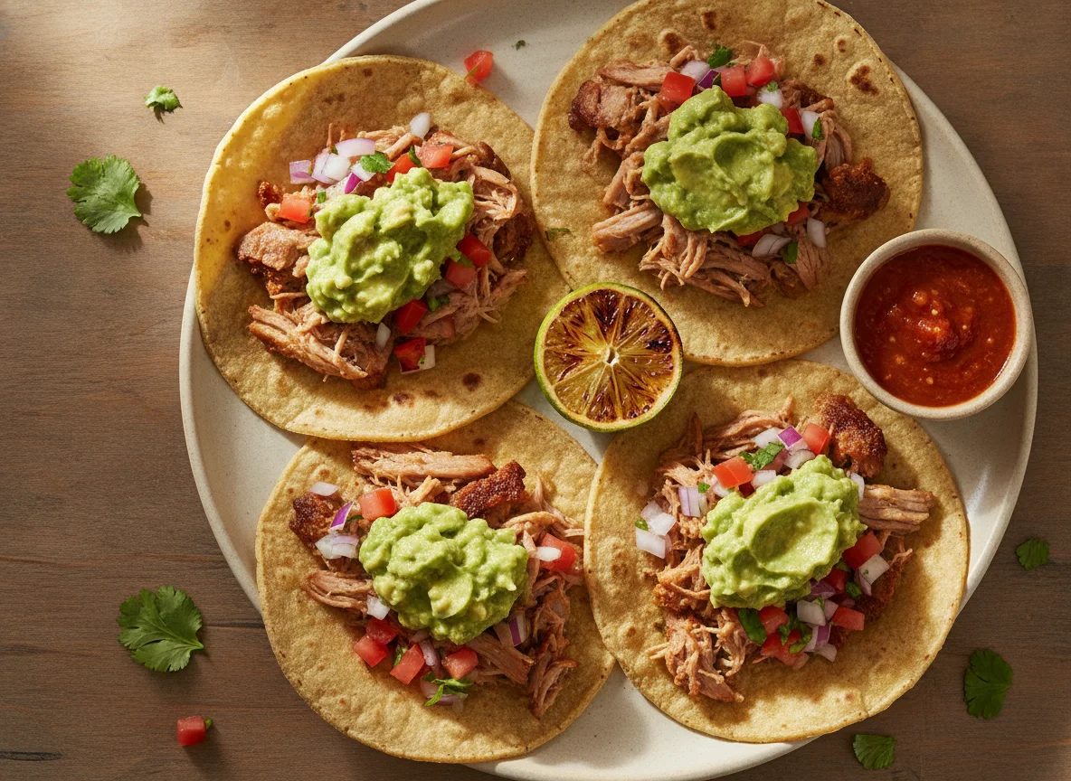 Tacos de Carnitas con Guacamole y Pico de Gallo photo