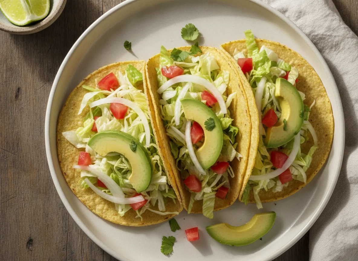 Tacos de ensalada con aguacate photo