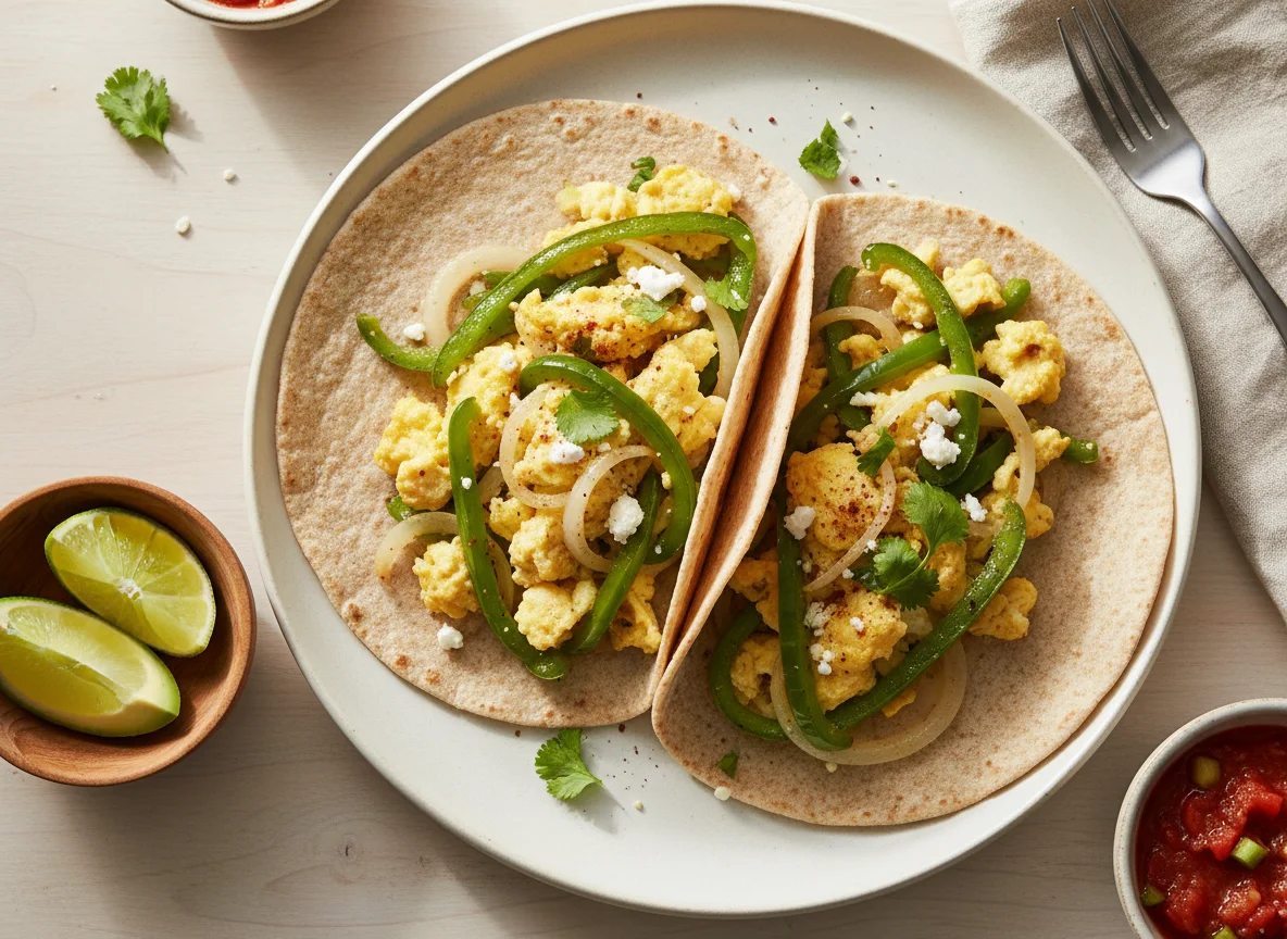 Tacos de huevo con pimiento photo