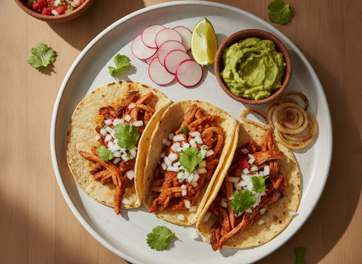 Tacos de pastor con guarnición photo