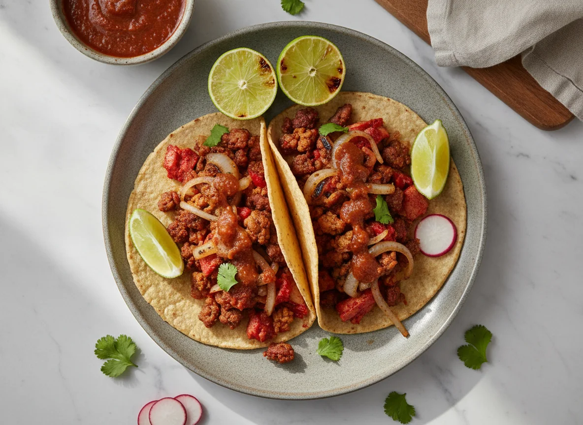 Tacos de Pastor y Chorizo con Cebolla Asada photo