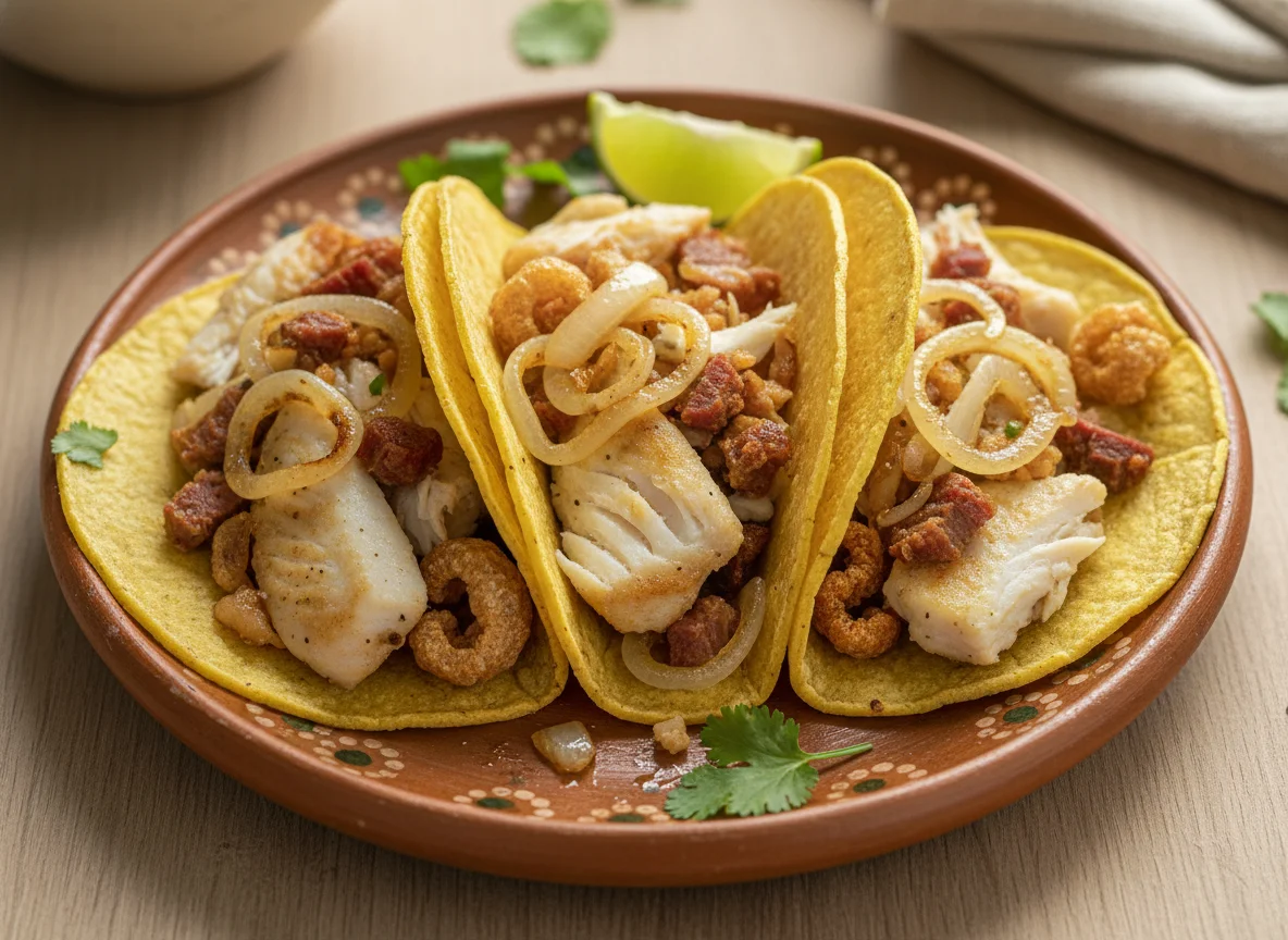 Tacos de pescado y chicharrón photo