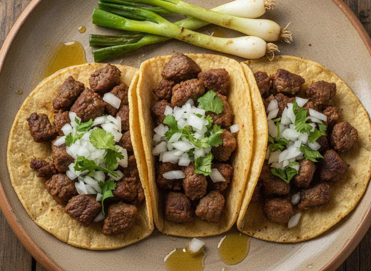 Tacos de suadero con cebolla cambray photo