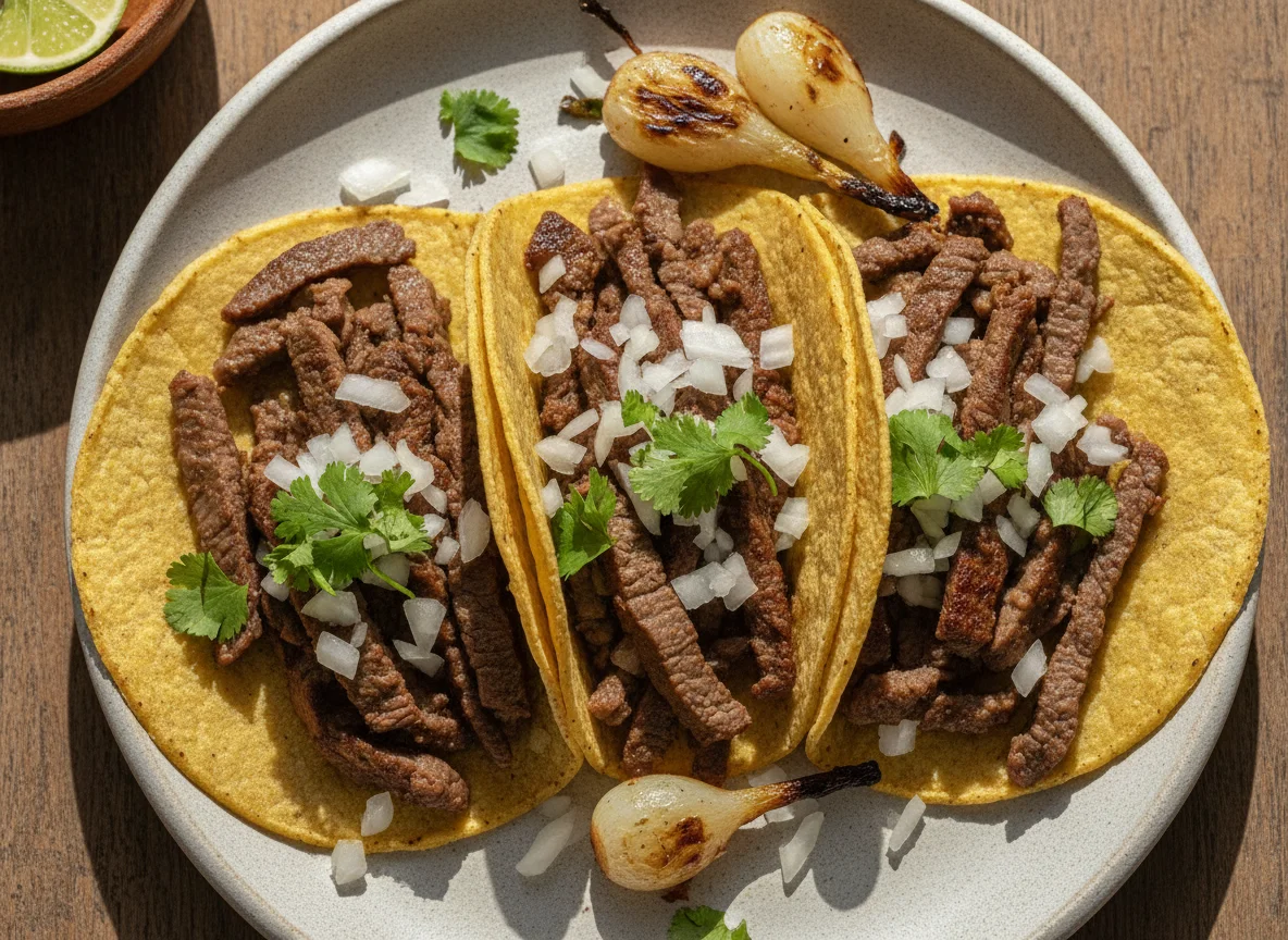 Tacos de suadero con cebollitas photo