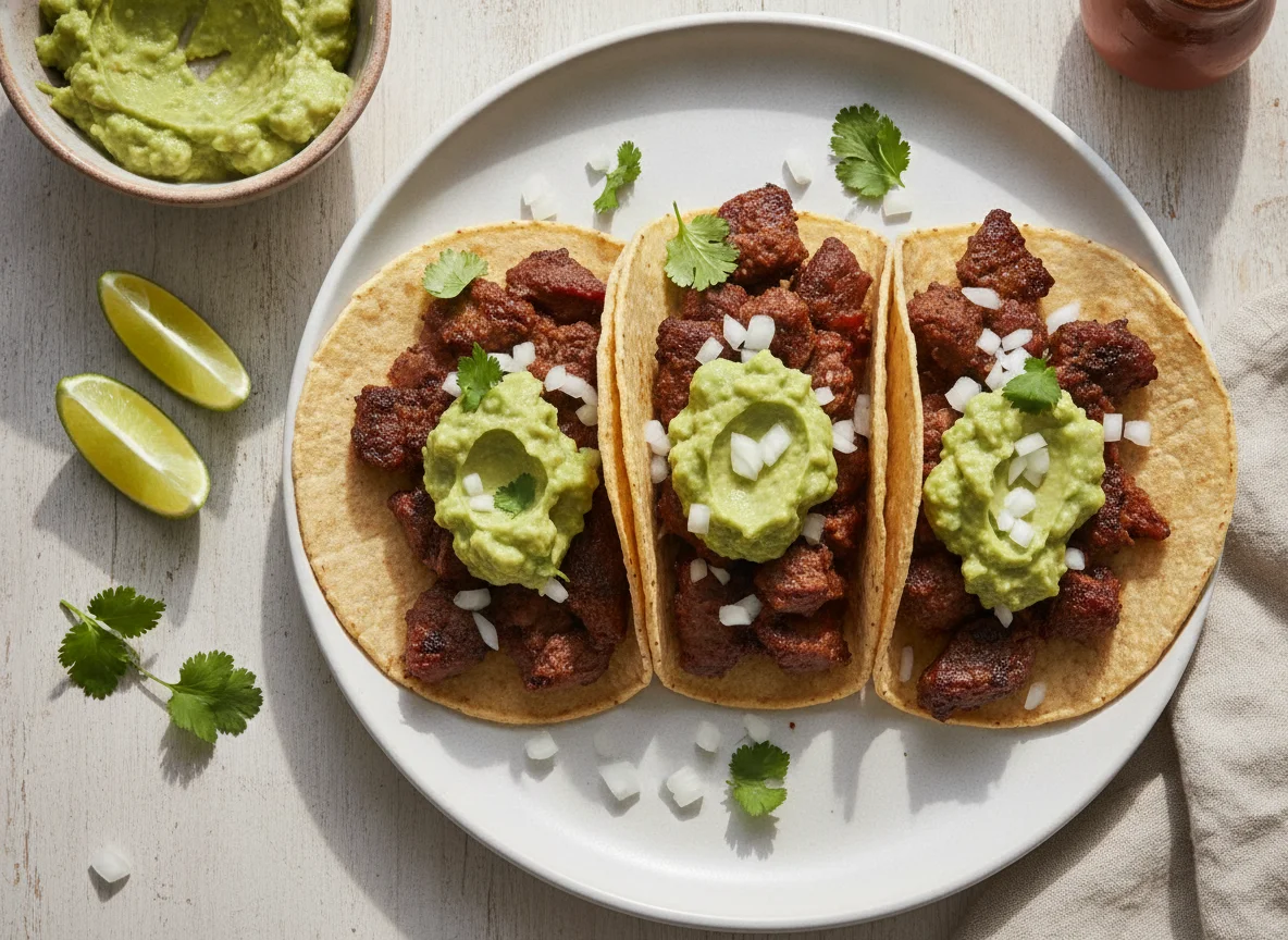 Tacos de suadero con guacamole photo