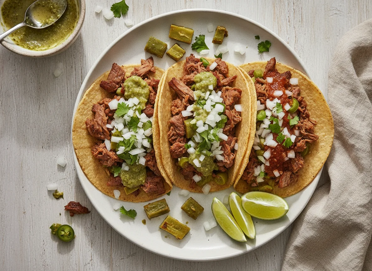 Tacos de suadero con nopales photo