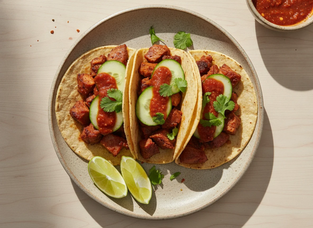Tacos de suadero con pepinos photo