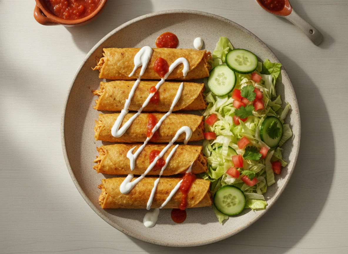 Tacos dorados con ensalada photo