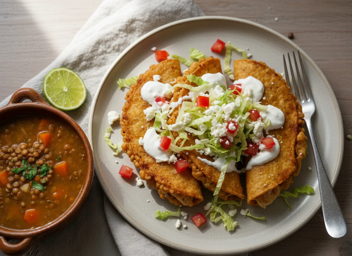 Tacos dorados con lentejas photo
