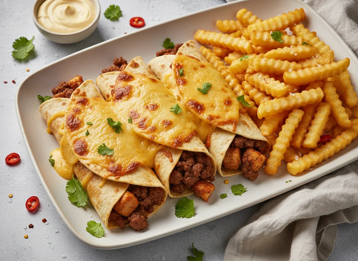 Tacos franceses con patatas fritas photo