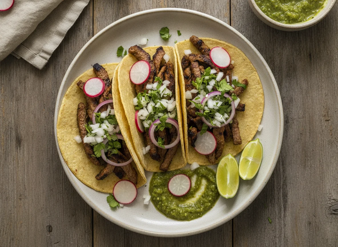 Tacos mexicanos con rábano y cebolla photo