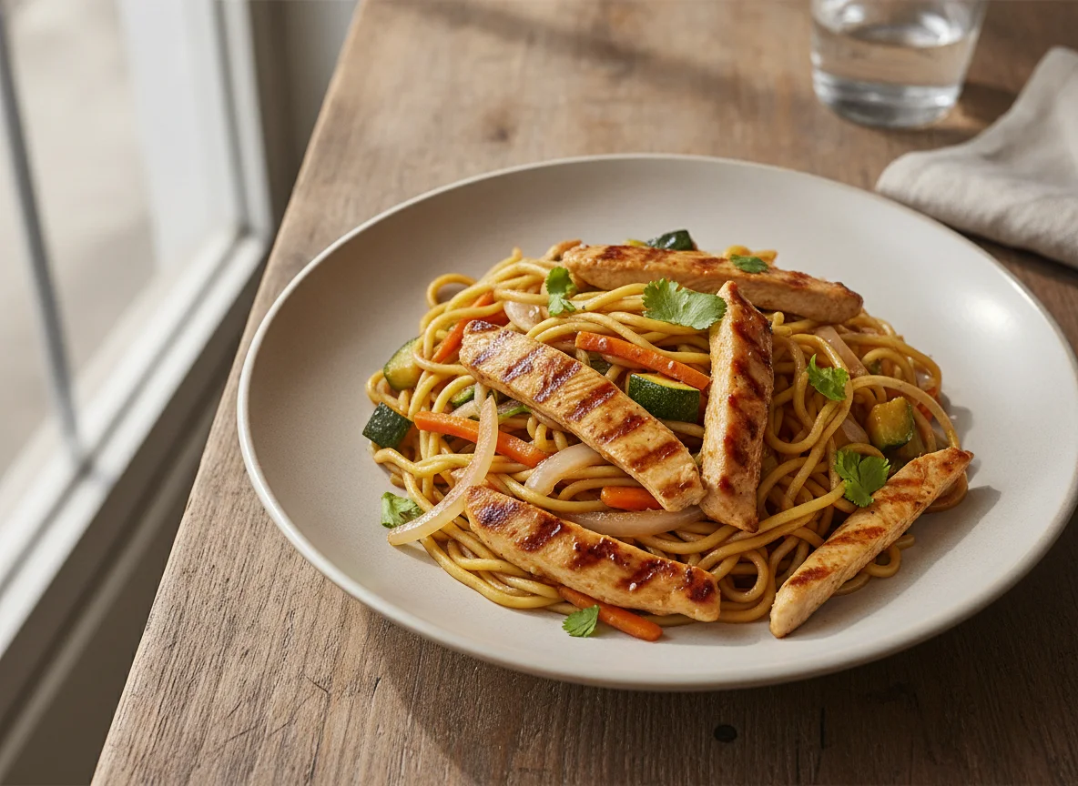Tallarín saltado de pollo photo