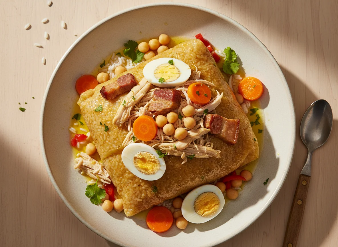 Tamal de pollo y cerdo photo