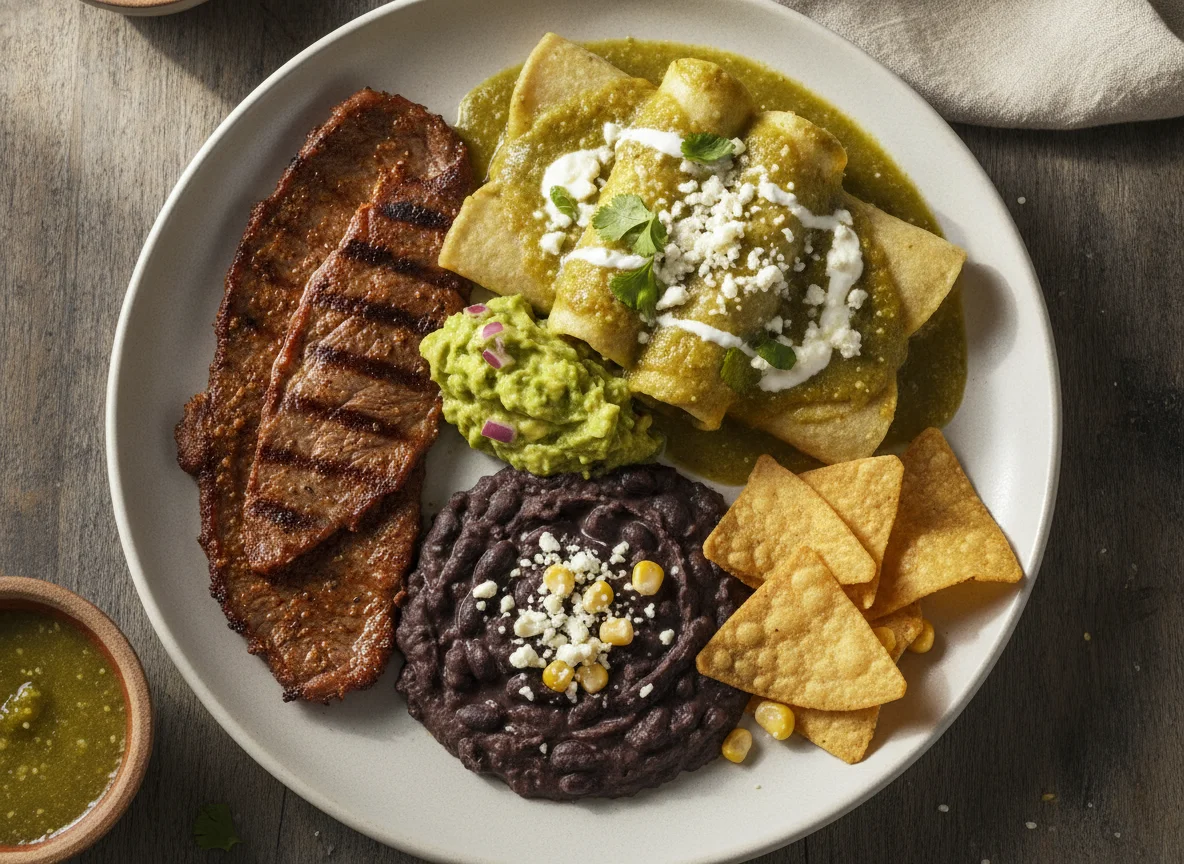 Tampiqueña con Enchiladas Verdes y Frijoles photo