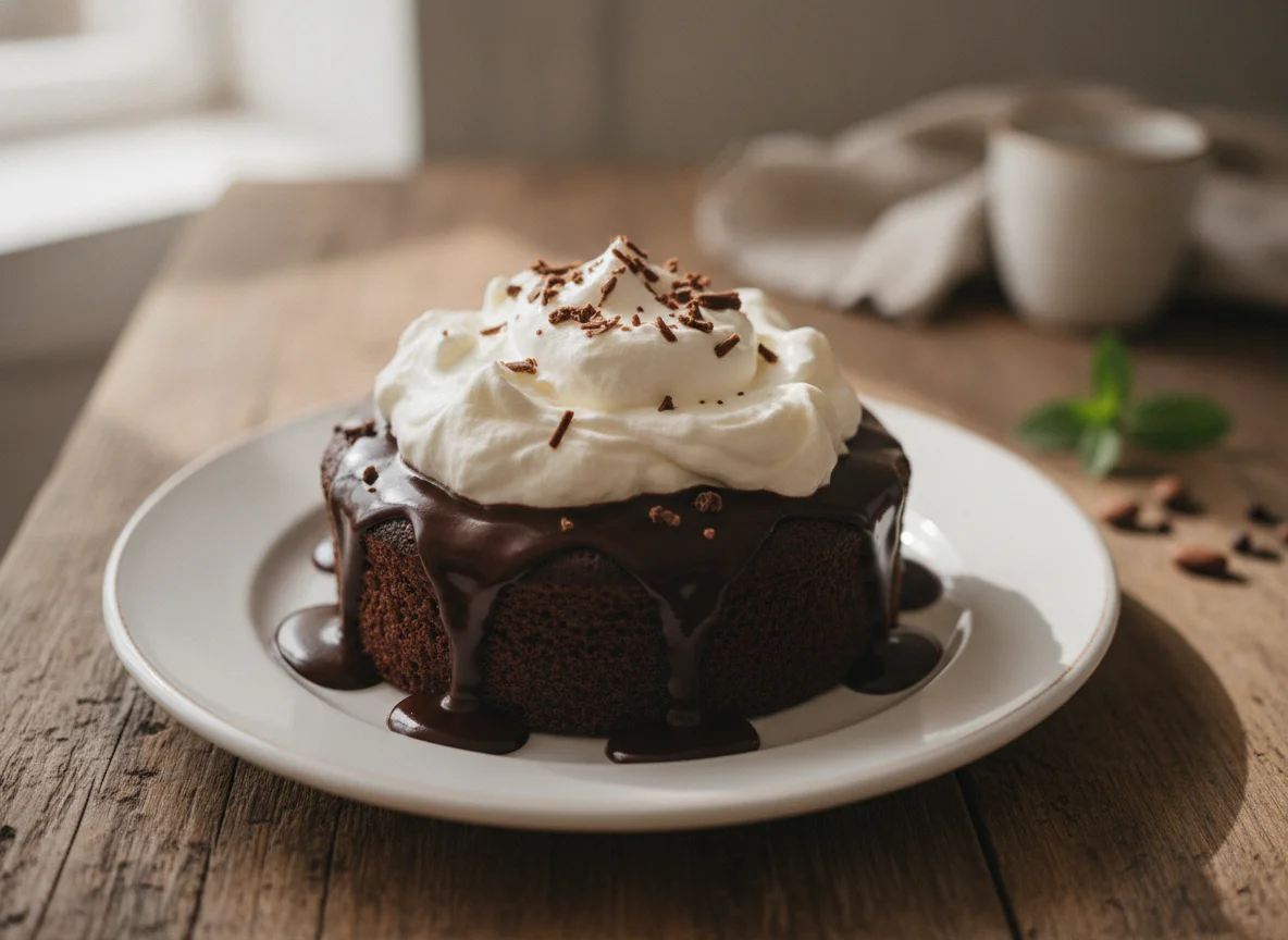 Tarta de chocolate y nata photo